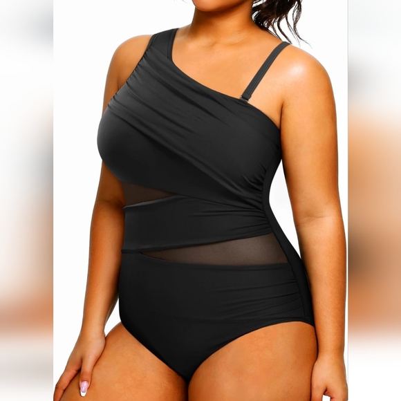 AQUA EVE PLUS SIZE Mesh One Piece Swimsuit - Picture 3 of 7